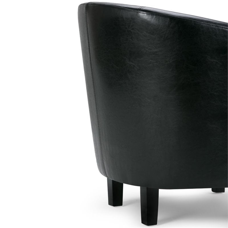 Home Square 2 Piece Contemporary Faux Leather Tub Chair Set in Black