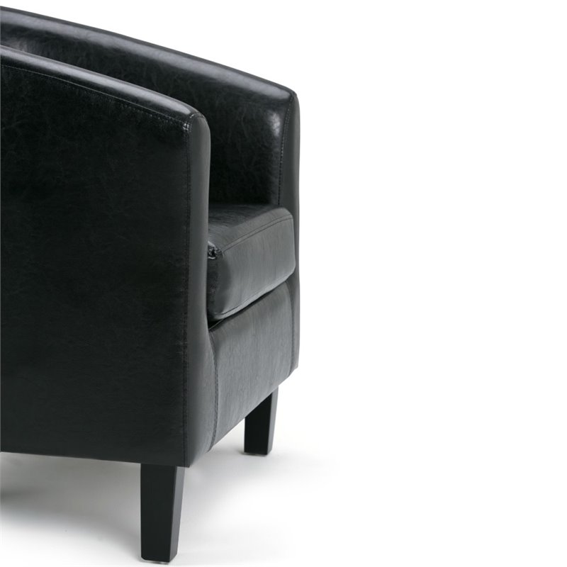 Home Square 2 Piece Contemporary Faux Leather Tub Chair Set in Black