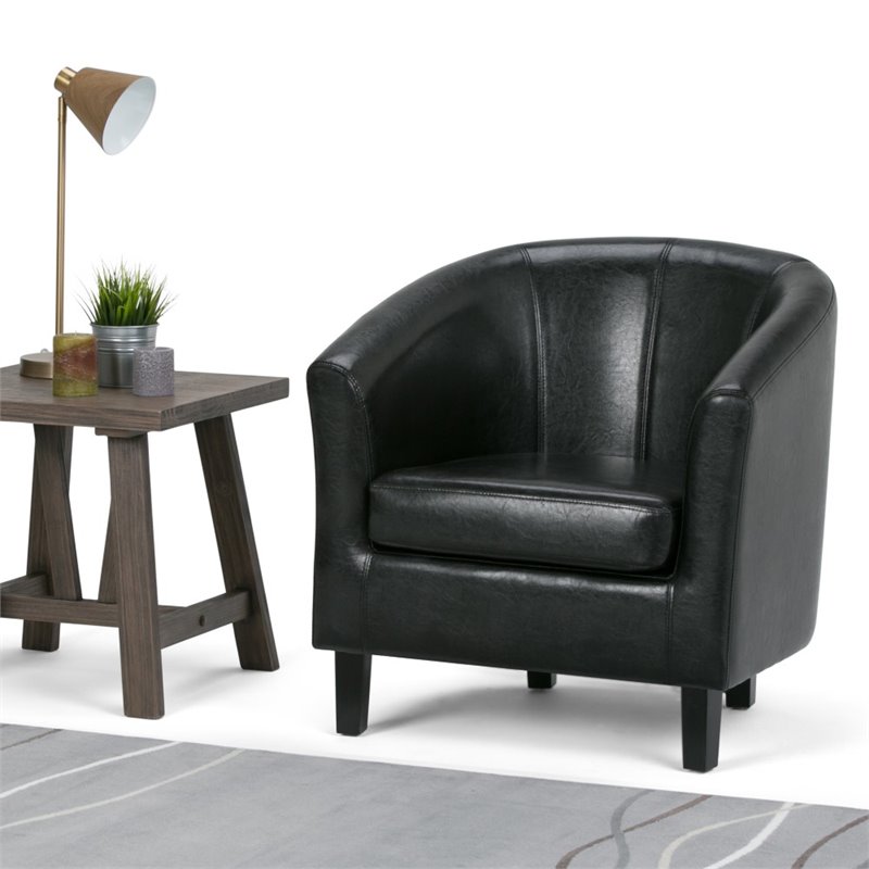 Home Square 2 Piece Contemporary Faux Leather Tub Chair Set in Black