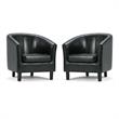 Home Square 2 Piece Contemporary Faux Leather Tub Chair Set in Black