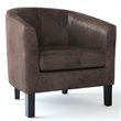 Home Square 2 Piece Contemporary Faux Leather Tub Chair Set in Distressed Brown