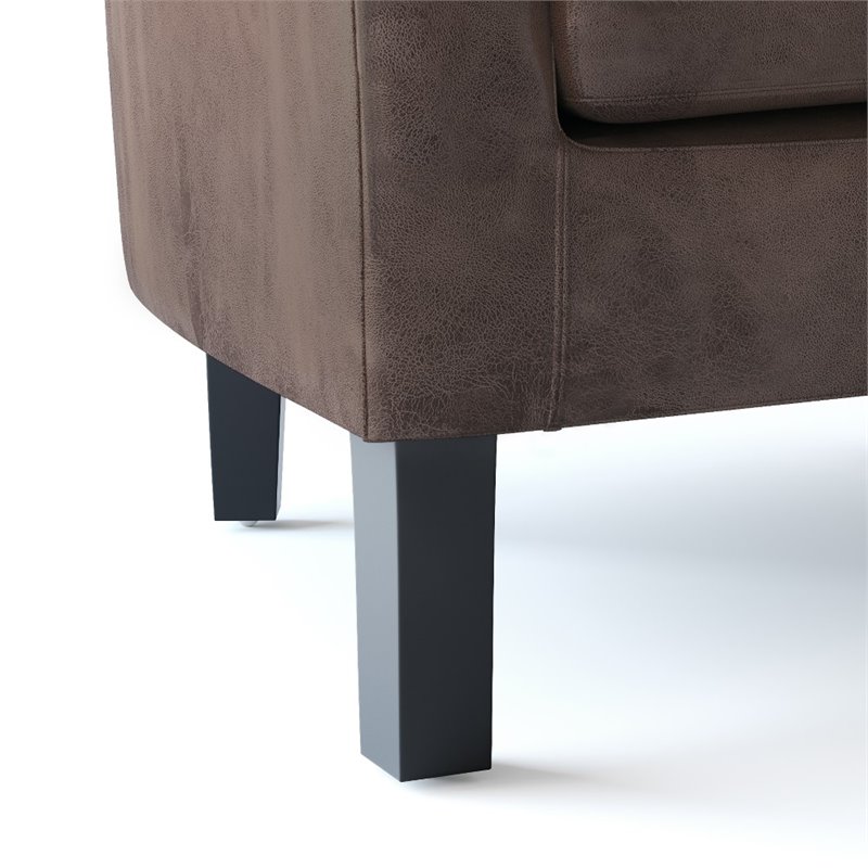 Home Square 2 Piece Contemporary Faux Leather Tub Chair Set in Distressed Brown