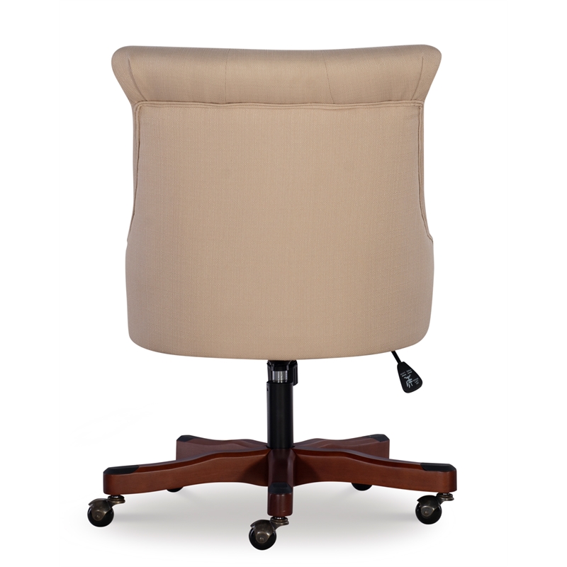 Home Square 2 Piece Sinclair Wood Upholstered Office Chair Set in Beige