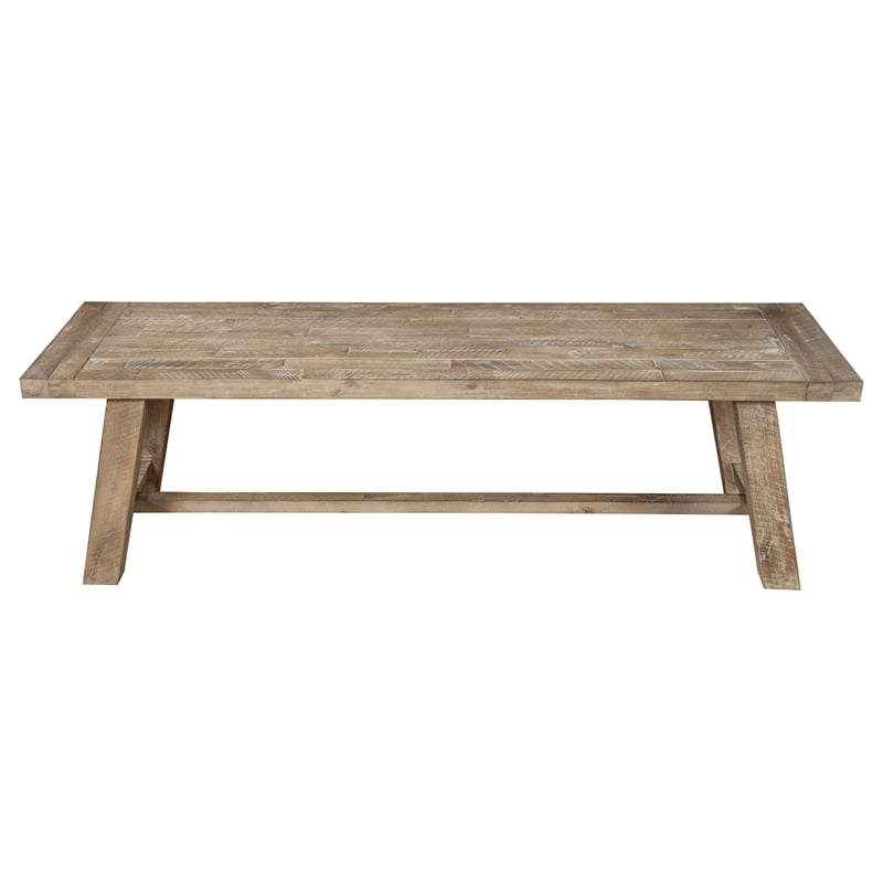Home Square 2 Piece Newberry Wood Dining Bench Set in Weathered Natural