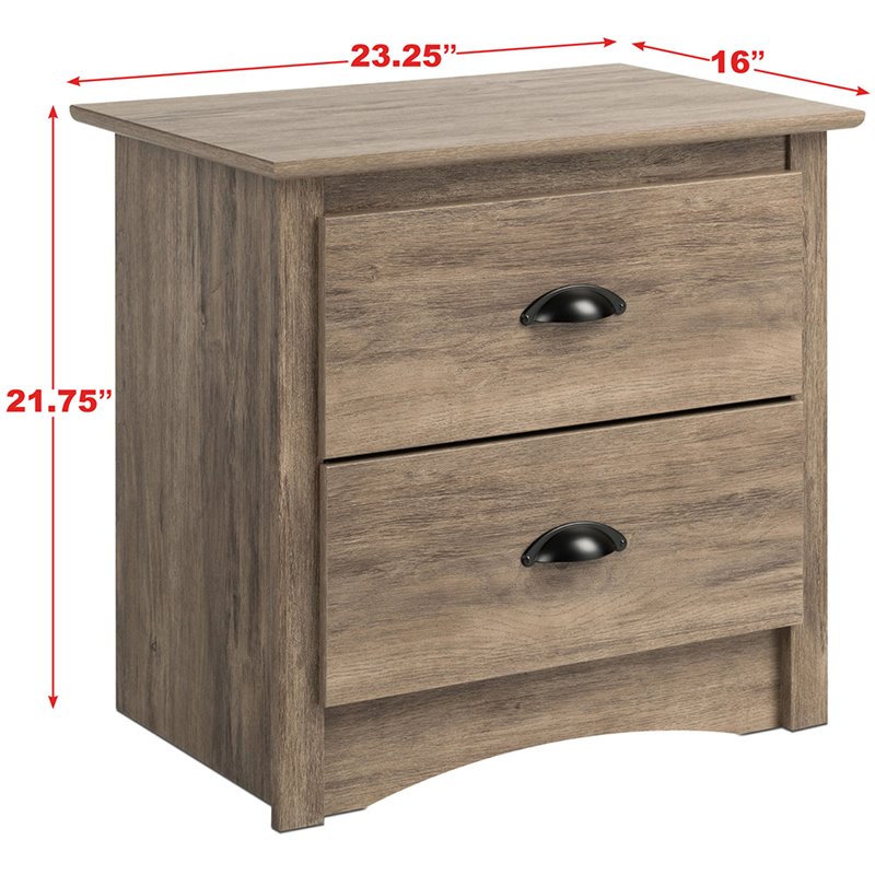 Home Square 2 Drawer Wooden Nightstand Set in Drifted Gray (Set of 2)