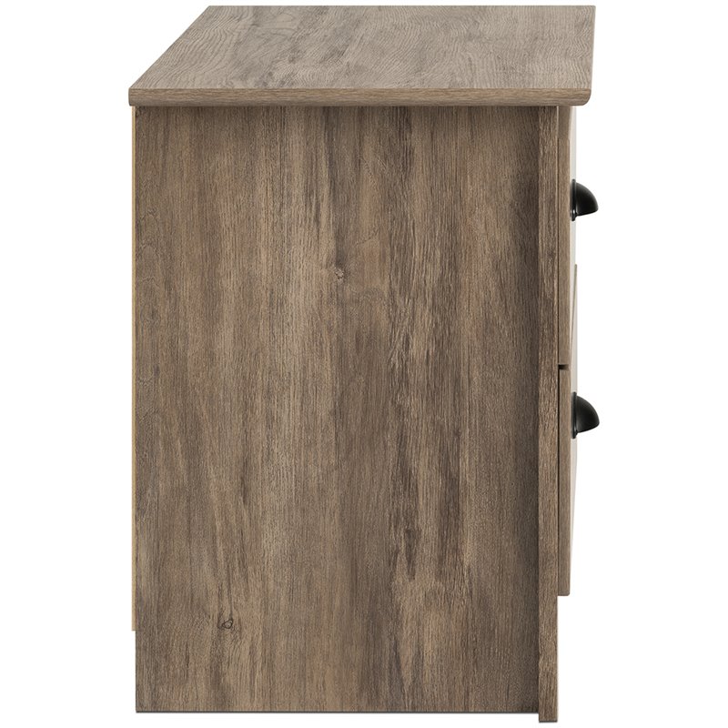 Home Square 2 Drawer Wooden Nightstand Set in Drifted Gray (Set of 2)