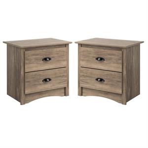home square 2 drawer wooden nightstand set in drifted gray (set of 2)