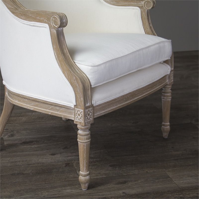 Home Square 2 Piece Cotton Fabric Accent Chair Set in Beige and Brown Oak