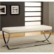 Home Square 2 Piece Tufted Faux Leather Accent Bench Set in White and Chrome