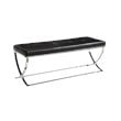 Home Square 2 Piece Tufted Faux Leather Accent Bench Set in Black and Chrome