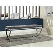 Home Square 2 Piece Tufted Faux Leather Accent Bench Set in Black and Chrome