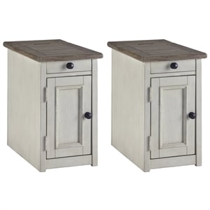 Home Square 2 Piece Engineered Wood End Table Set in Gray and Brown
