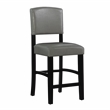 Home Square 2 Piece Faux Leather Upholstered Wood Counter Stool Set in Dove Gray
