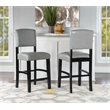 Home Square 2 Piece Faux Leather Upholstered Wood Counter Stool Set in Dove Gray