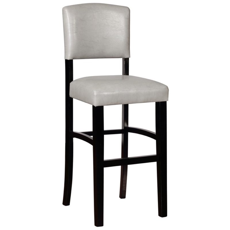 Home Square 2 Piece Faux Leather Upholstered Wood Bar Stool Set in Dove Gray