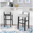 Home Square 2 Piece Faux Leather Upholstered Wood Bar Stool Set in Dove Gray