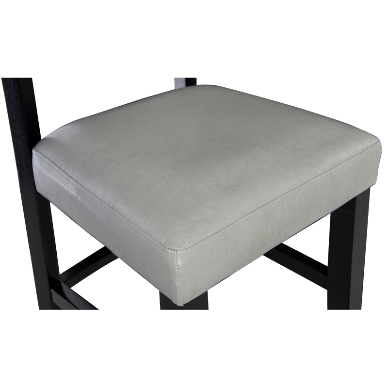 Home Square 2 Piece Faux Leather Upholstered Wood Bar Stool Set in Dove Gray
