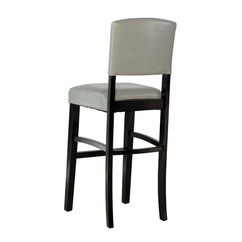 Home Square 2 Piece Faux Leather Upholstered Wood Bar Stool Set in Dove Gray
