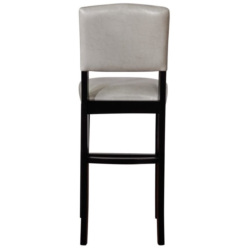 Home Square 2 Piece Faux Leather Upholstered Wood Bar Stool Set in Dove Gray