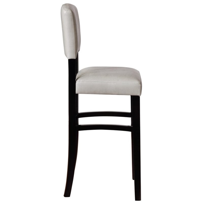 Home Square 2 Piece Faux Leather Upholstered Wood Bar Stool Set in Dove Gray