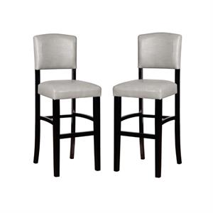 Home Square 2 Piece Faux Leather Upholstered Wood Bar Stool Set in Dove Gray