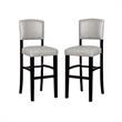 Home Square 2 Piece Faux Leather Upholstered Wood Bar Stool Set in Dove Gray
