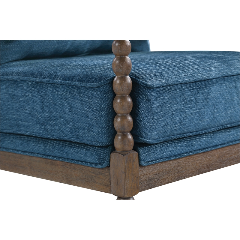 Home Square 2 Piece Linen Fabric Spindle Chair Set with Wood Frame in Navy Blue