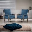 Home Square 2 Piece Linen Fabric Spindle Chair Set with Wood Frame in Navy Blue