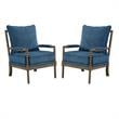 Home Square 2 Piece Linen Fabric Spindle Chair Set with Wood Frame in Navy Blue