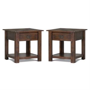 Home Square 2 Piece Wood End Table Set in Distressed Charcoal Brown