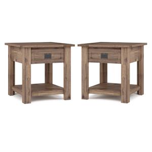 Home Square 2 Piece Wood End Table Set in Rustic Aged Brown