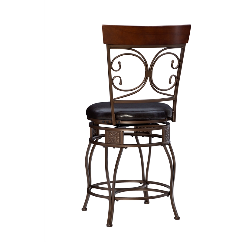 Home Square 2 Piece Big and Tall Metal Scroll Back Counter Stool Set in Bronze
