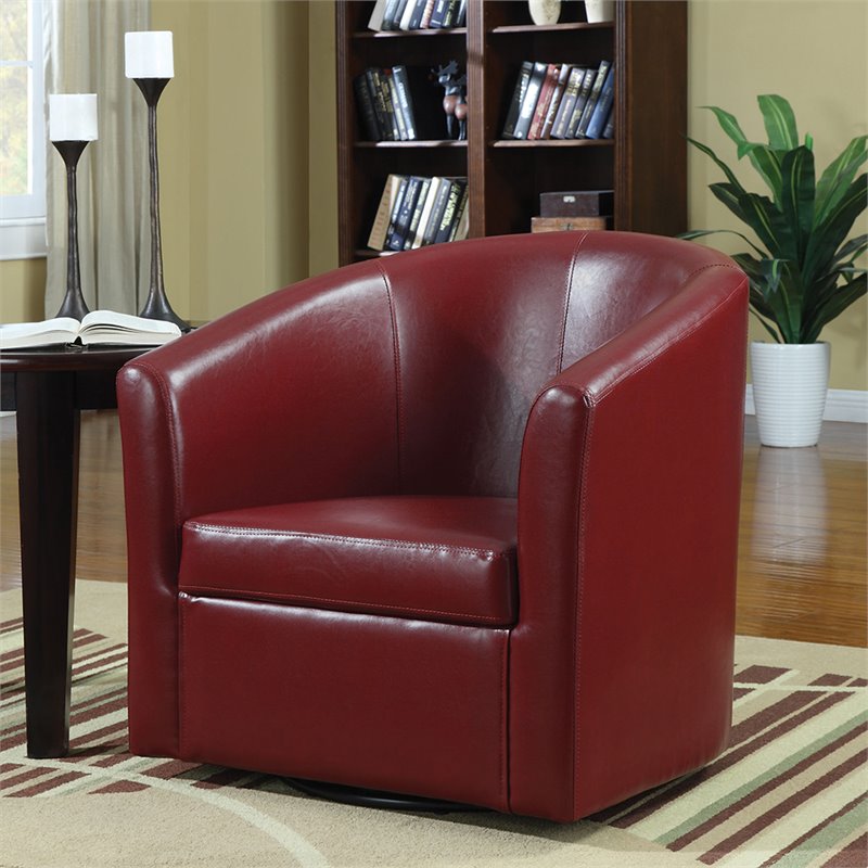 red faux leather accent chair