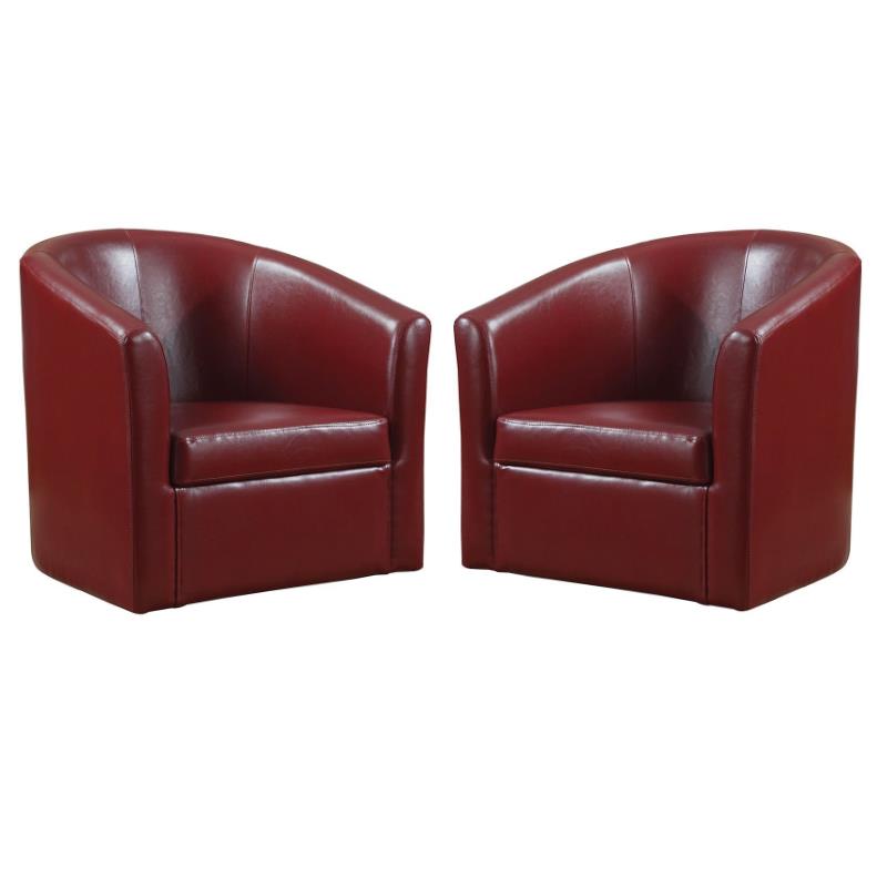 Accent Chair Set, Leather Swivel Barrel Chairs