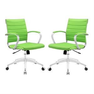 home square 2 piece mid back vinyl office chair with arm set in bright green