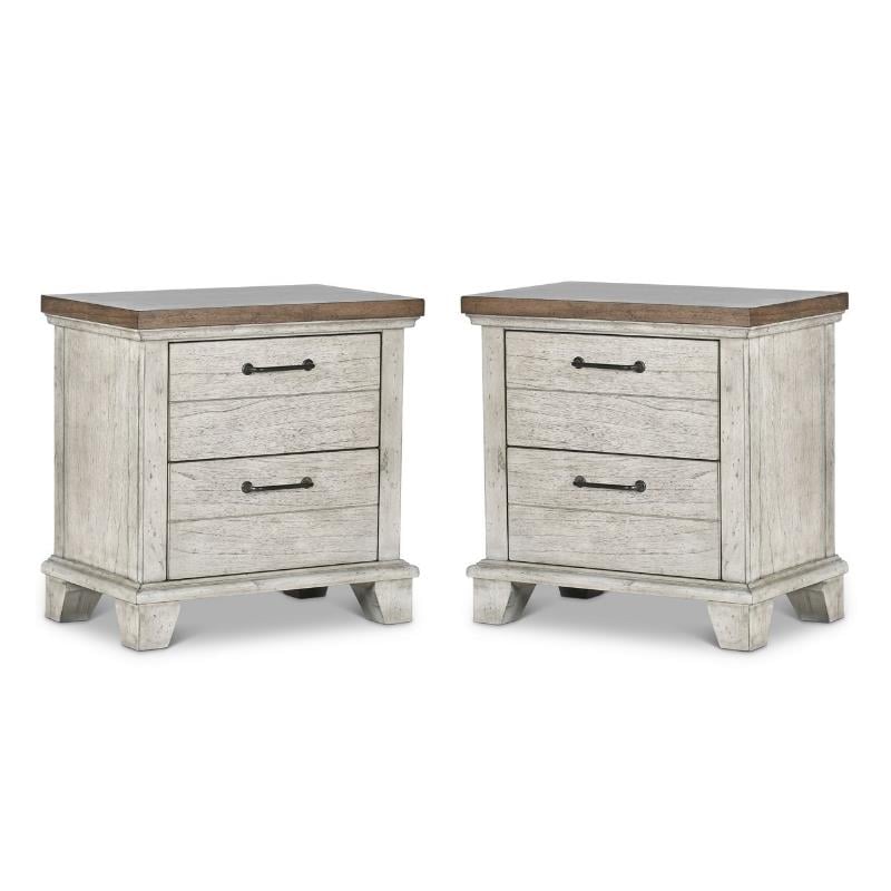 home square set of 2 rustic nightstand in two tone