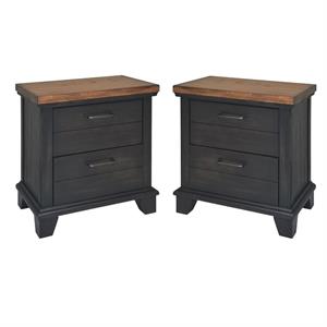 Home Square Two Drawer Wood Nightstand Set in Honey Brown (Set of 2)
