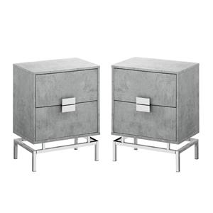 home square 2 piece storage accent end table set in gray and chrome