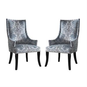 home square 2 piece upholstered polyester fabric accent chair set in teal gray