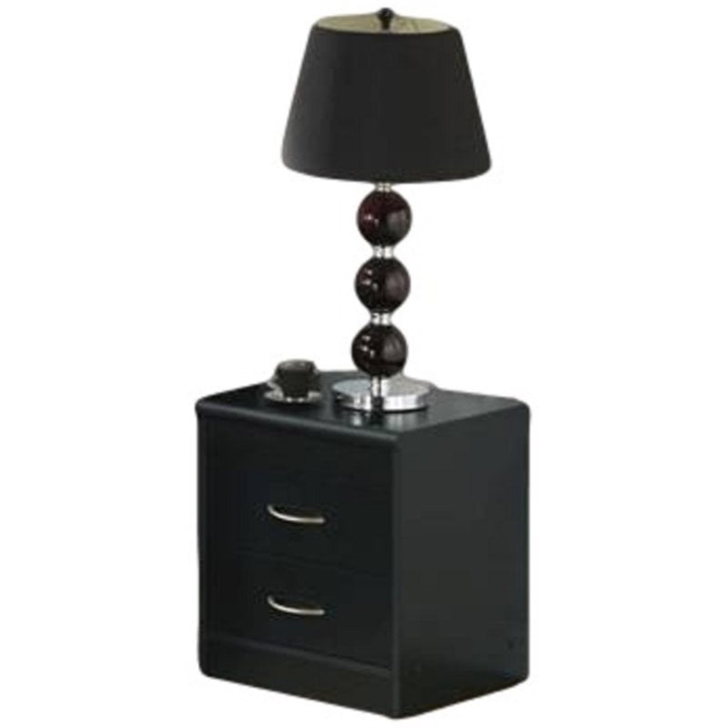 Home Square Contemporary 2 Drawer Wooden Nightstand Set in Black (Set of 2)