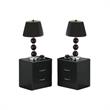Home Square Contemporary 2 Drawer Wooden Nightstand Set in Black (Set of 2)
