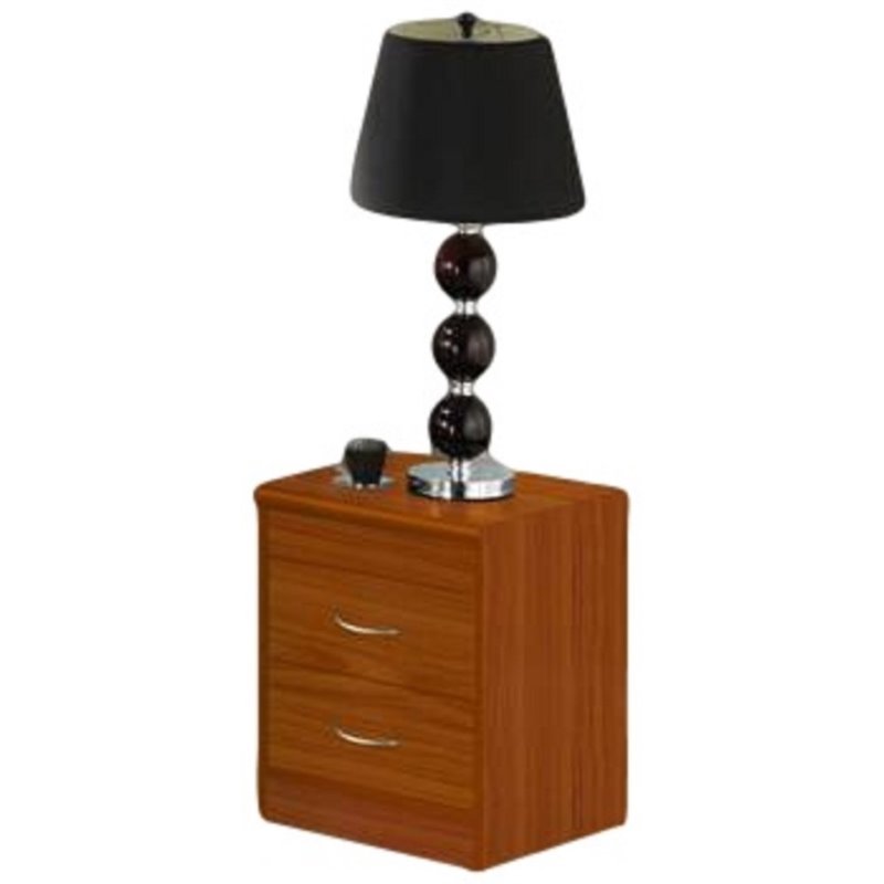 Home Square Contemporary 2 Drawer Wooden Nightstand Set in Cherry (Set of 2)