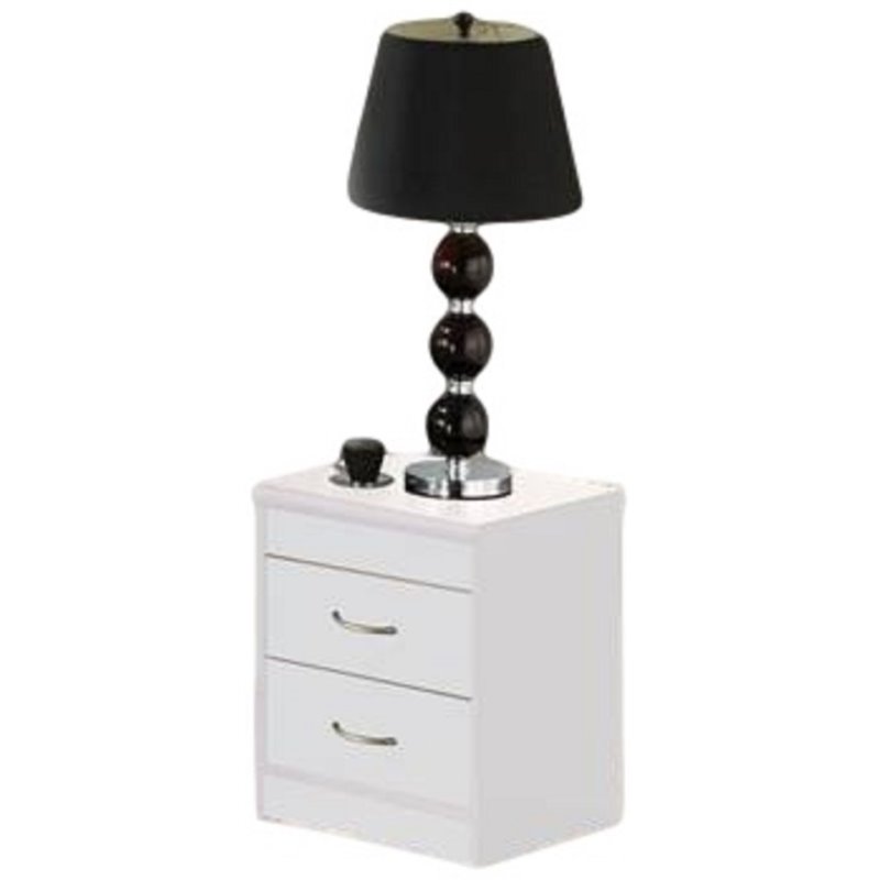 Home Square Contemporary 2 Drawer Wooden Nightstand Set in White (Set of 2)