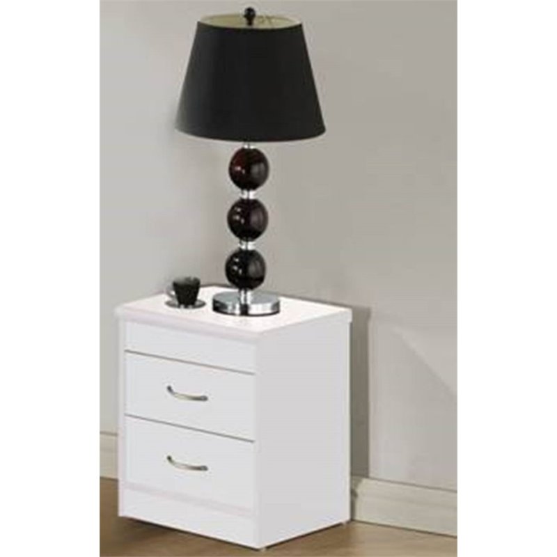 Home Square Contemporary 2 Drawer Wooden Nightstand Set in White (Set of 2)