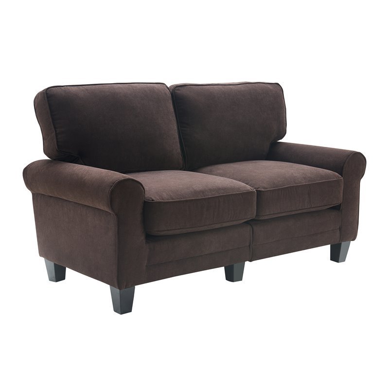 Home Square 2 Piece Polyester Fabric Loveseat Set in Dark Brown