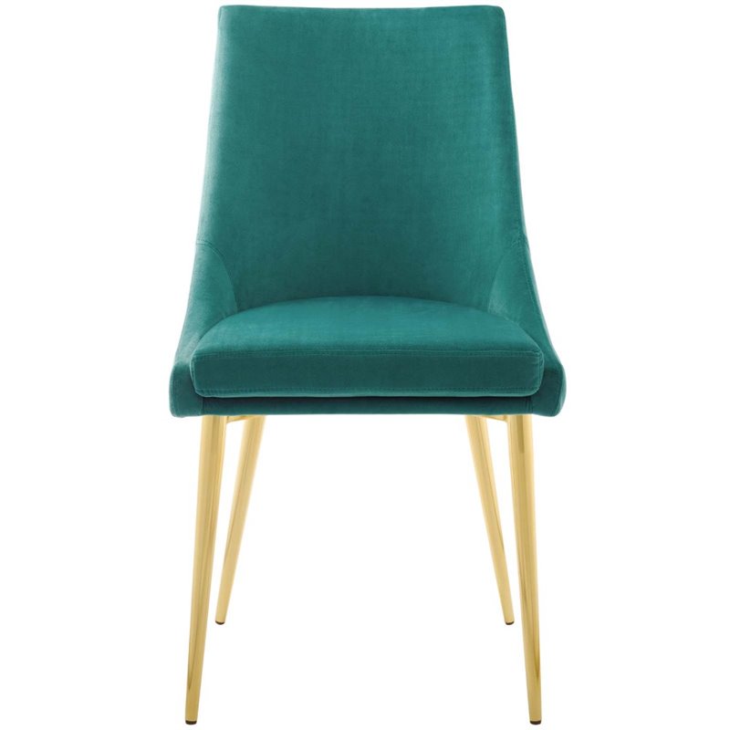 Home Square 2 Piece Modern Performance Velvet Dining Chair Set in Teal/Gold