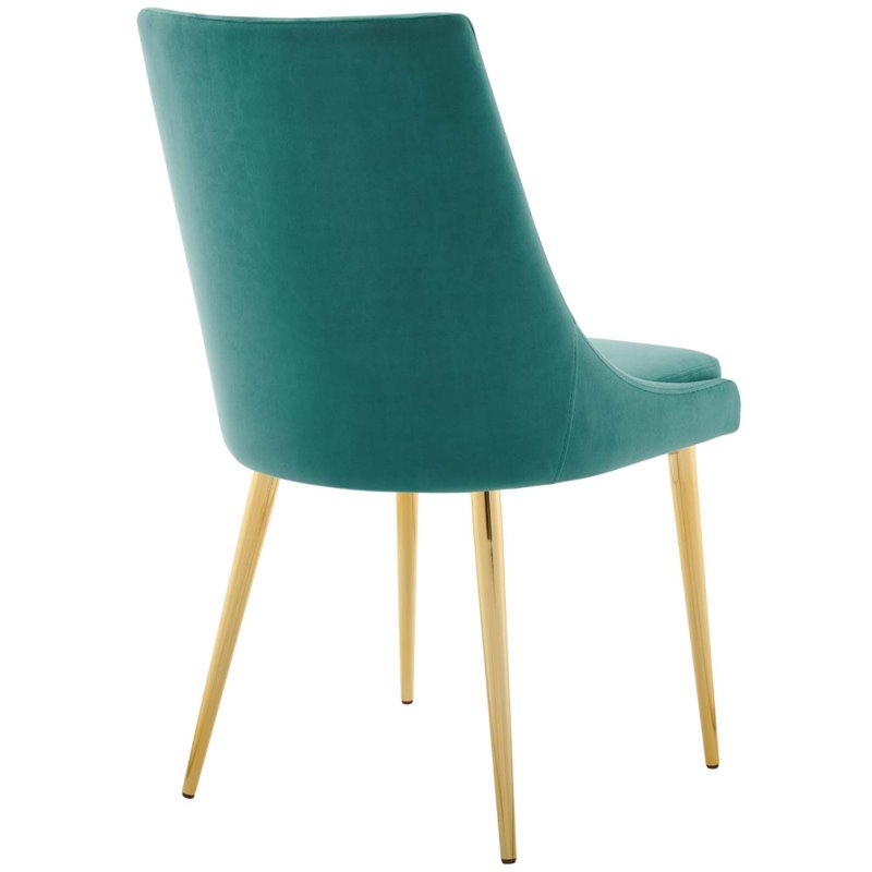 Home Square 2 Piece Modern Performance Velvet Dining Chair Set in Teal/Gold