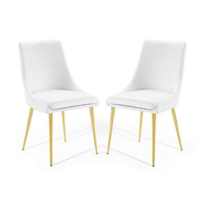 home square 2 piece modern velvet accent dining chair set in white