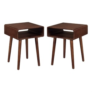 Home Square 2 Piece Mid Century Wood End Table Set in Espresso
