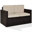 Home Square 2 Piece Wicker Patio Loveseat Set in Brown and Sand